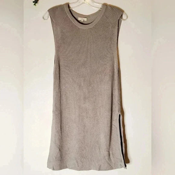 Wilfred Aritzia  Palmier Grained Beige Tunic Sleeveless Side Slit Sweater… - Picture 2 of 8